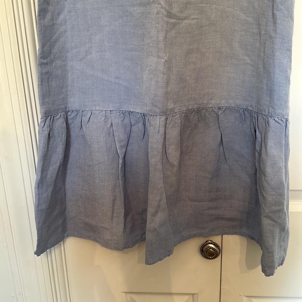 NWT LOFT Chambray Square Neck Flounce Dress - Picture 5 of 7